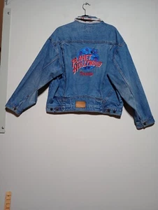Planet Hollywood Jean Jacket Mens XXL Denim Trucker Distressed 90s Grunge Punk - Picture 1 of 8