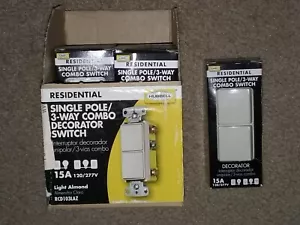 6 Hubbell Residential Single Pole 3-Way Combo Decorator Switch Almond RCD103LAZ - Picture 1 of 5