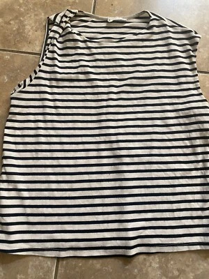 Mango L Twist Basic Striped Blouse Top Cotton Blend - Image 1 of 4