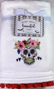 Home Sweet Haunted  Home Decorative Soft Hand Towel Set Halloween Mask Cotton - Picture 1 of 2