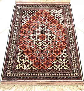 Afghan Teppich Handgeknüpft Orient Herati Turkmen Seide Wolle Beige Rug Carpet - Bild 1 von 8