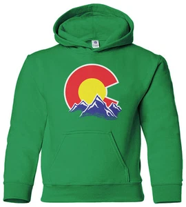 Colorado Mountain Youth Hoodie Sweatshirt State Flag Denver - Picture 1 of 10
