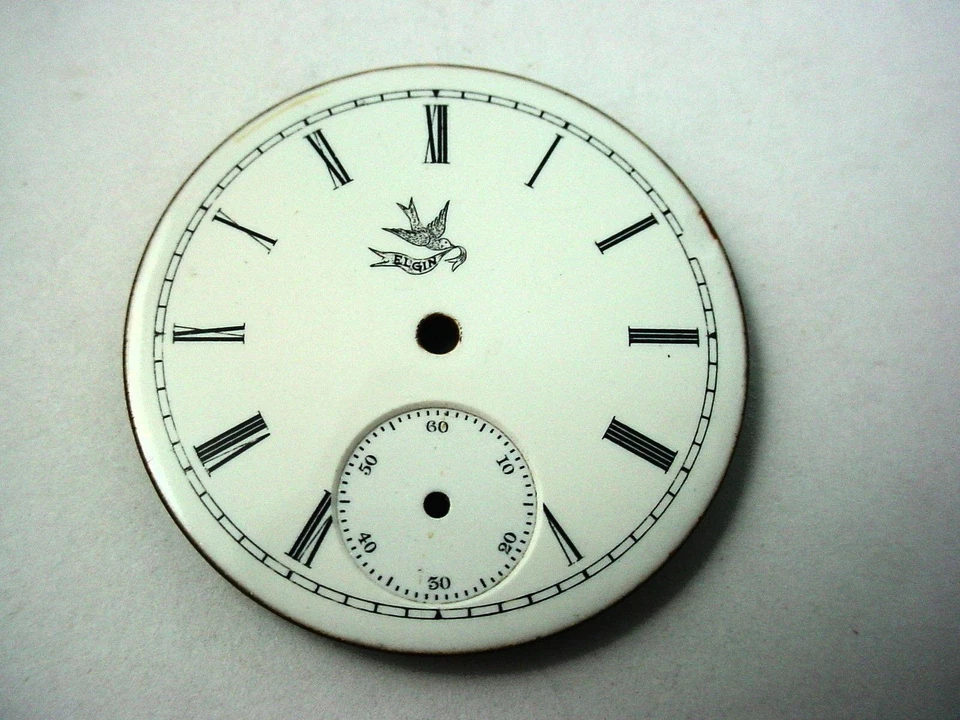 Reloj Elgin esfera blanca 34,08 mm vintage subesfera 9,2 mm negro marcadores numéricos romanos Foto 1 de 1