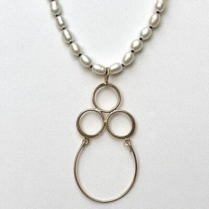 14 Karat Gold Charmholder Pendant w New, Removable 16" FW Potato Pearl Necklace - Picture 1 of 13