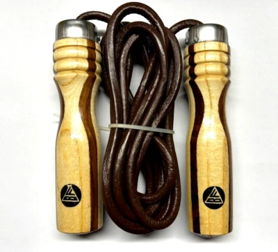 BF Springseil Erwachsene Profi Leder Holzgriff Skipping Rope Boxen Sprungseil - Bild 1 von 3