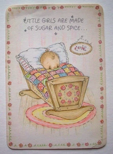 Betsey Clark Baby girl announcement vintage greeting card **VV11 - Picture 1 of 3