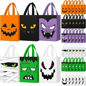 24 Pcs Halloween Candy Bags Reusable Non Woven Halloween Favor Bags Cat Ghost Va - Picture 1 of 12