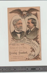 James Blaine John Logan Trade Card Evening Standard Newspaper 1884 Election - Picture 1 of 1
