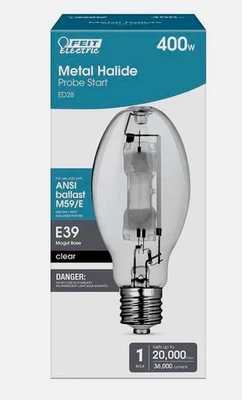 400-Watt ED28 Shape Clear Metal Halide E39 Mogul Base HID Light Bulb (1-pack) - Image 1 of 3
