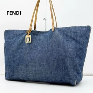 Auténtico bolso de mano FENDI bolso de mano FF cuero vaquero azul índigo - Imagen 1 de 24