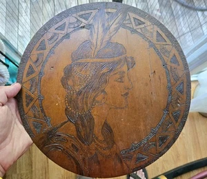 Gibson Girl Art Nouveau Pyrography Plaque Dated 1913 - Picture 1 of 3