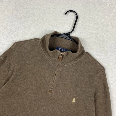 Polo Ralph Lauren Estate Rib 1/4 Zip Sweater Men’s XL Brown Quiet Luxury Preppy - Image 1 of 4