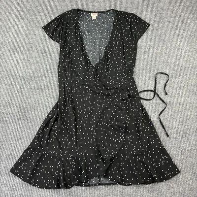 Vestido envolvente a lunares Mossimo para mujer talla M hasta la rodilla negro, blanco lazo cintura Foto 1 de 4