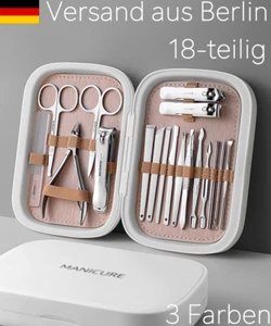 Set 18 Pezzi Tagliaunghie Manicure Pedicure Astuccio Forbici Unghie Lima Raschietti - Foto 1 di 5