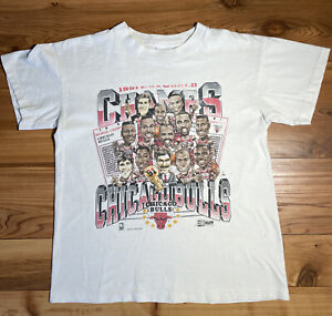 Vtg 1991 Chicago Bulls NBA Champions Caricature Shirt Salem Size Youth 14-16