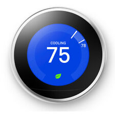 Google Nest 3rd Gen Learning Smart Wi-Fi App Control Thermostat - Polished Steel