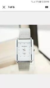 BRAND NEW~RECTANGLE FACE (WHITE)~QUARTZ~STAINLESS STEEL MESH BAND~WRIST WATCH - Picture 1 of 4