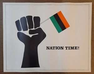 DetRetro313 RARE 1971 "NATION TIME!" #400 POSTER 28 X 22" PAN-AFRICAN FLAG - Picture 1 of 3
