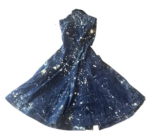 Scanlan Theodore Indigo Sleeveless Splatter Denim Dress US 4 AU 8 Flared - Picture 1 of 8