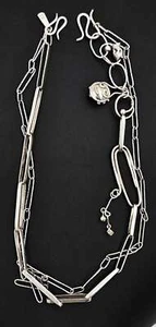 Vintage Designer Signed Sterling Double Layer Modernist Charms Necklace - Picture 1 of 10
