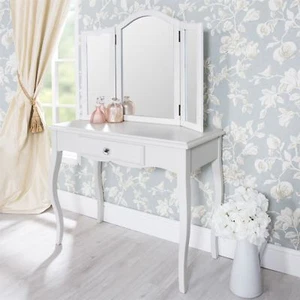 White Dressing Table French Vanity Table with Drawer Bedroom Furniture ROMANCE - Picture 1 of 12