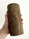 WWI Trench Art Shell Casing Heavy Brass Carving Nude Female Tree Bird Flowers