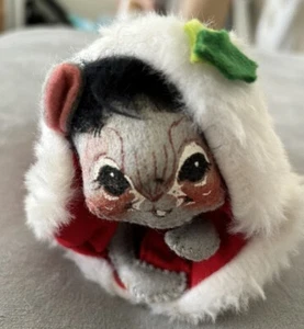 Annalee Mobilitee 1965 Winter Christmas Mouse in Santa Hat - Picture 1 of 8