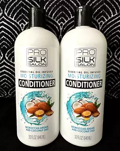 2er-Pack PRO SILK SALON MAROKKANISCHES ARGAN + KOKOSNUSSÖL FEUCHTIGKEITSSPENDENDE SPÜLUNG 32 Unzen - Bild 1 von 5