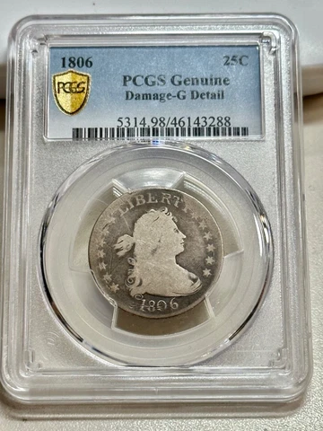 1806  DRAPED BUST QUARTER    PCGS  GOOD DETAILS    KEY TYPE COIN Cover