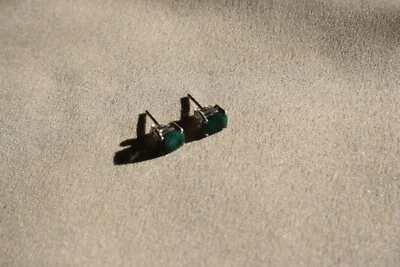 1 Paar Ohrstecker, Ohrringe mit Smaragd, 925 Silber, 3 x 5 mm oval - Bild 1 von 2