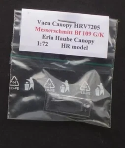MESSERSCHMITT BF 109G/K 109 G ERLA HAUBE VACUFORM CANOPY 1/72 HR MODEL HRV7205 - Foto 1 di 1