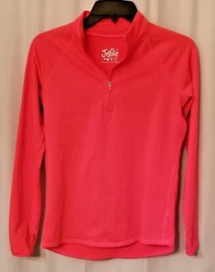 JUSTICE Girl's Jacket 1/4 Zip Pull-Over NEON Long Sleeve Size is 14 Spell-Out - Picture 1 of 6
