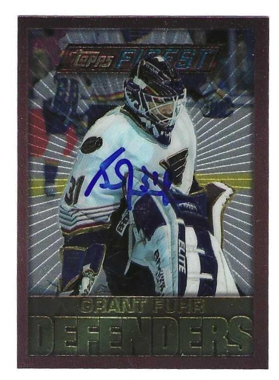 Signed GRANT FUHR  St. Louis Blues 1996-97  Topps Finest Card #113 w/Show Ticket - Image 1 of 1