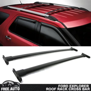 Fits 2011-2015 Ford Explorer Roof Rack Cross Bar 2Pc Black Aluminum - Picture 1 of 5
