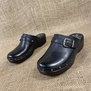 Abeo Mules Clogs Leather Slip On's Slides Black Studded Women's Size 6.5 N - Picture 1 of 11