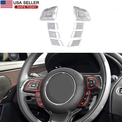 For Jaguar XJL 2010-2019 Control Button Sticker Trim Silver Alloy Steering Wheel - Image 1 of 4