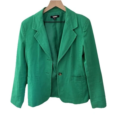 Chadwicks 绿色西装外套女式 10 码学院风职业 Y2K 声明夹克 — 第 1/4 张图片
