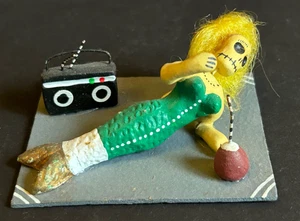 Dia de los Muertos Day of the Dead Sunbathing Mermaid Clay Figurine Mexico Read - Picture 1 of 6