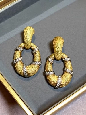 Vintage VAN CLEEF & ARPELS Diamond 18K Platinum Large Door Knocker Earrings VCA - Image 1 of 4