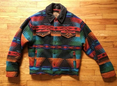 Vintage Woolrich Aztec Jacket Sz Medium Trucker Bomber Native Mulitcolor 80s - Image 1 of 4
