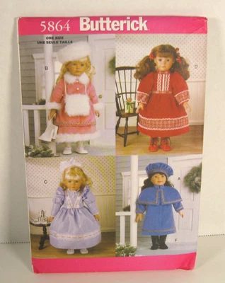 Butterick 5864 Historical Clothing: Coat, Hat, Dress, Petticoat 18" Doll Pattern - Image 1 of 2