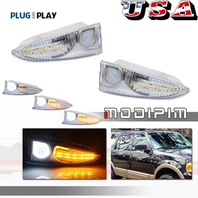 Lámpara de charco con señal de giro de espejo LED transparente para Ford Expedition Lincoln 2003-2006 Foto 1 de 4