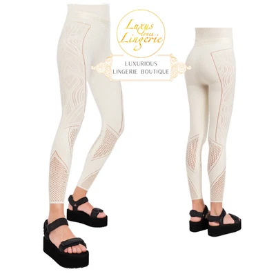 ROMANCE NET LEGGINGS by Wolford M afterglow ecrue Verführerisches Netz Design