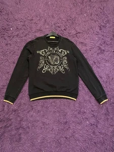 Sudadera Versace Versace Jeans Couture Para Hombre Manga Larga Negra S Desteñida al Sol Rara - Imagen 1 de 16