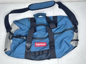 2000s Supreme Cordura Duffel Bag Blue Gray Box Logo Skate Travel VTG Y2K - Picture 1 of 16