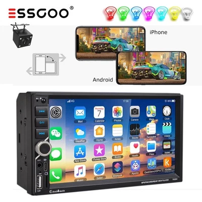2 DIN Wireless Carplay/Android Auto Bluetooth FM USB AUX SD Kamera 7" Autoradio - Bild 1 von 4