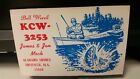 Carte postale radio CB QSL KCW-3253 pêcheur Mack Mock années 1970 Sheffield Alabama