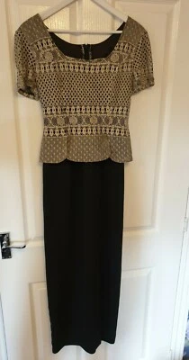 Vestido Vintage Joseph Ribkoff Vintage Años 1940 Negro Y Plateado Talla 10 Foto 1 de 2