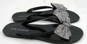 NEW BLACK BOW Summer Beach Retro Jellies Jelly flip flop Women Size 6 - Picture 1 of 6