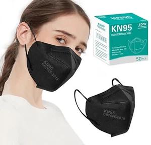 50PCS KN95 Face Masks Black 5 Layer Cup Dust Safety Filter Efficiency≥95% - Imagen 1 de 8